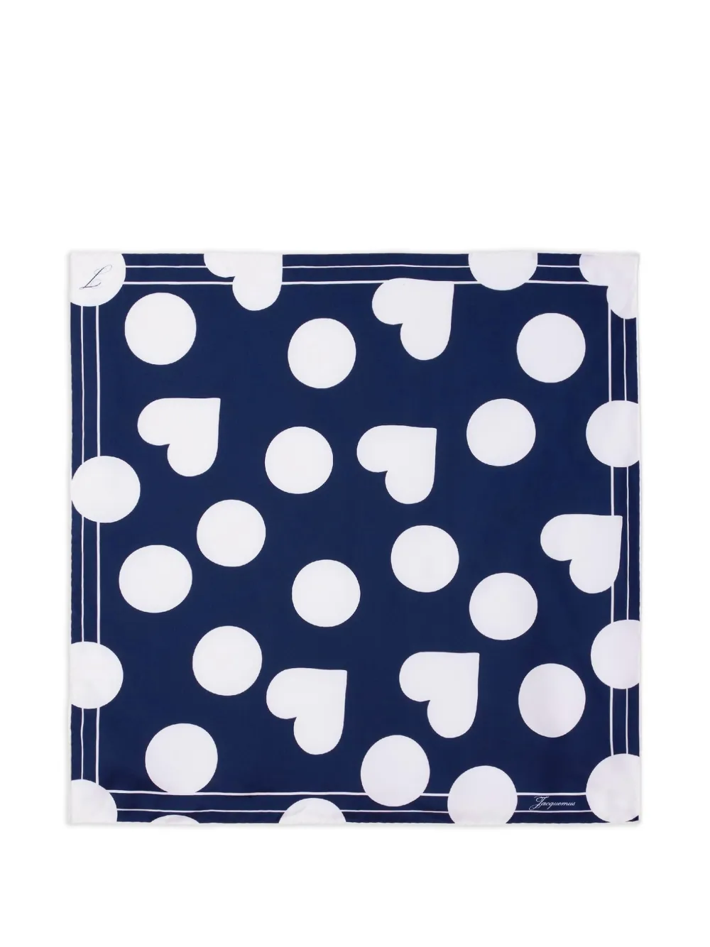 Jacquemus polka-dot heart-print scarf - Blu