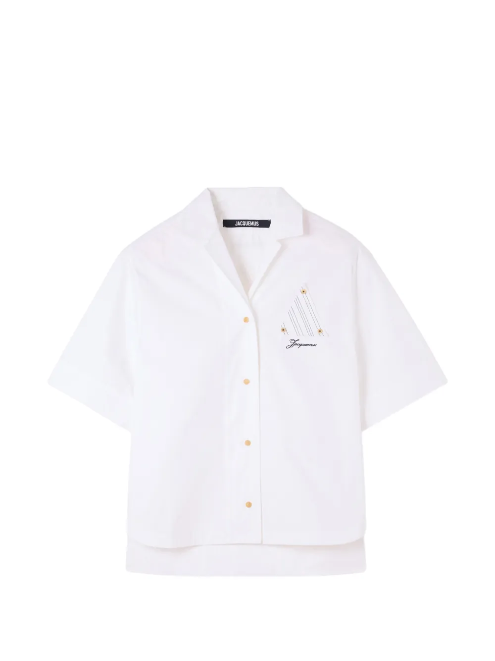 Jacquemus embroidered-logo short-sleeved shirt - White