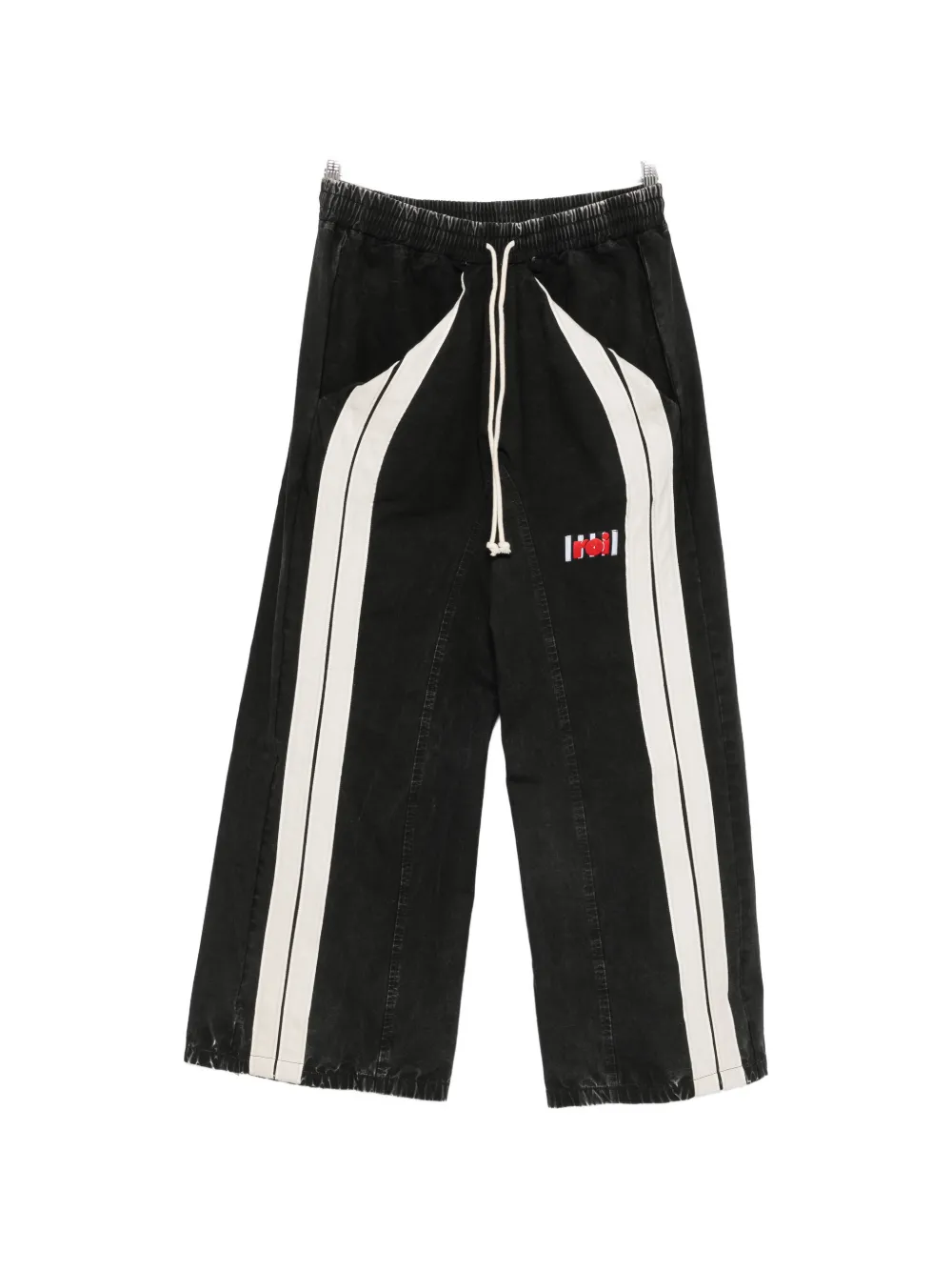 RIVINGTON ROI REBIS logo-patch side-stripe cotton track pants - Nero