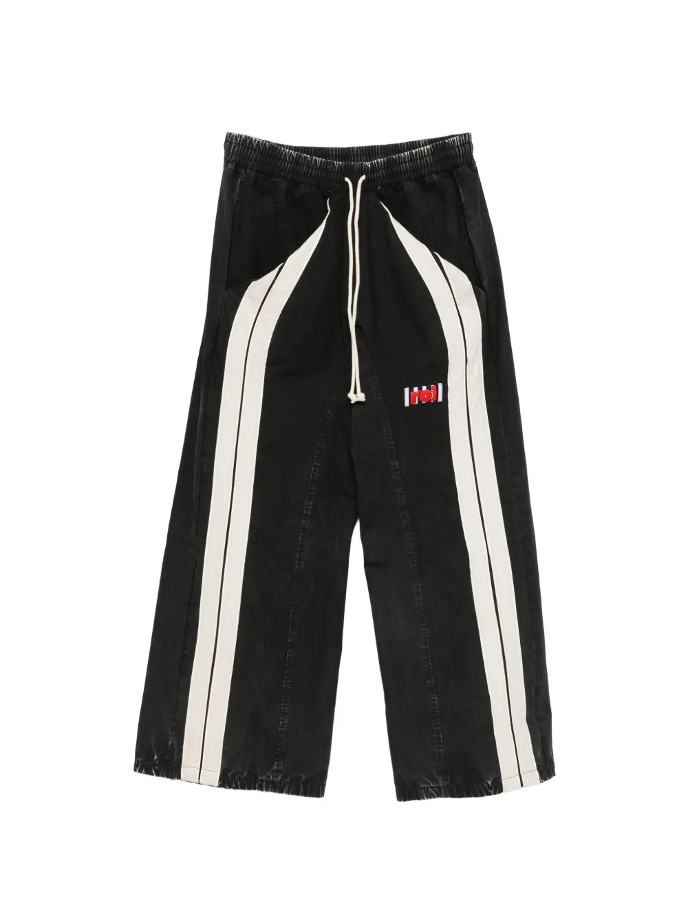 RIVINGTON ROI REBIS logo-patch side-stripe cotton track pants - Nero