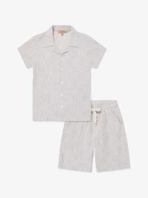 BEL-AIR KIDS striped short-sleeve shirt and short set