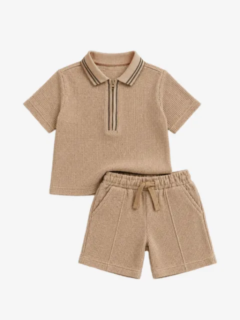 BEL-AIR KIDS waffle-knit drawstring shorts set