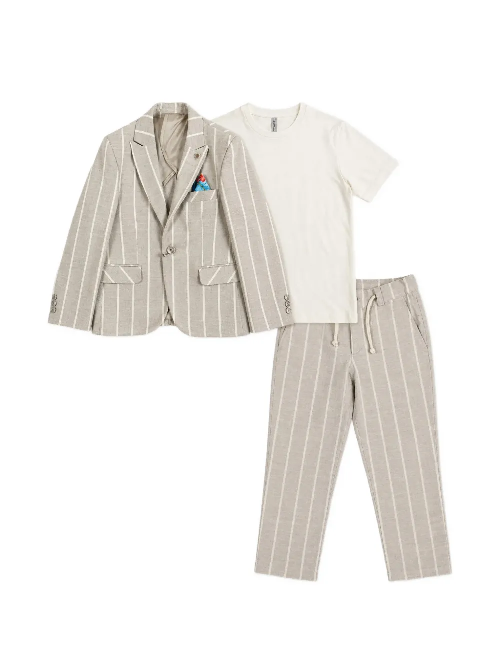 BEL-AIR KIDS Completo tre pezzi a righe - Toni neutri