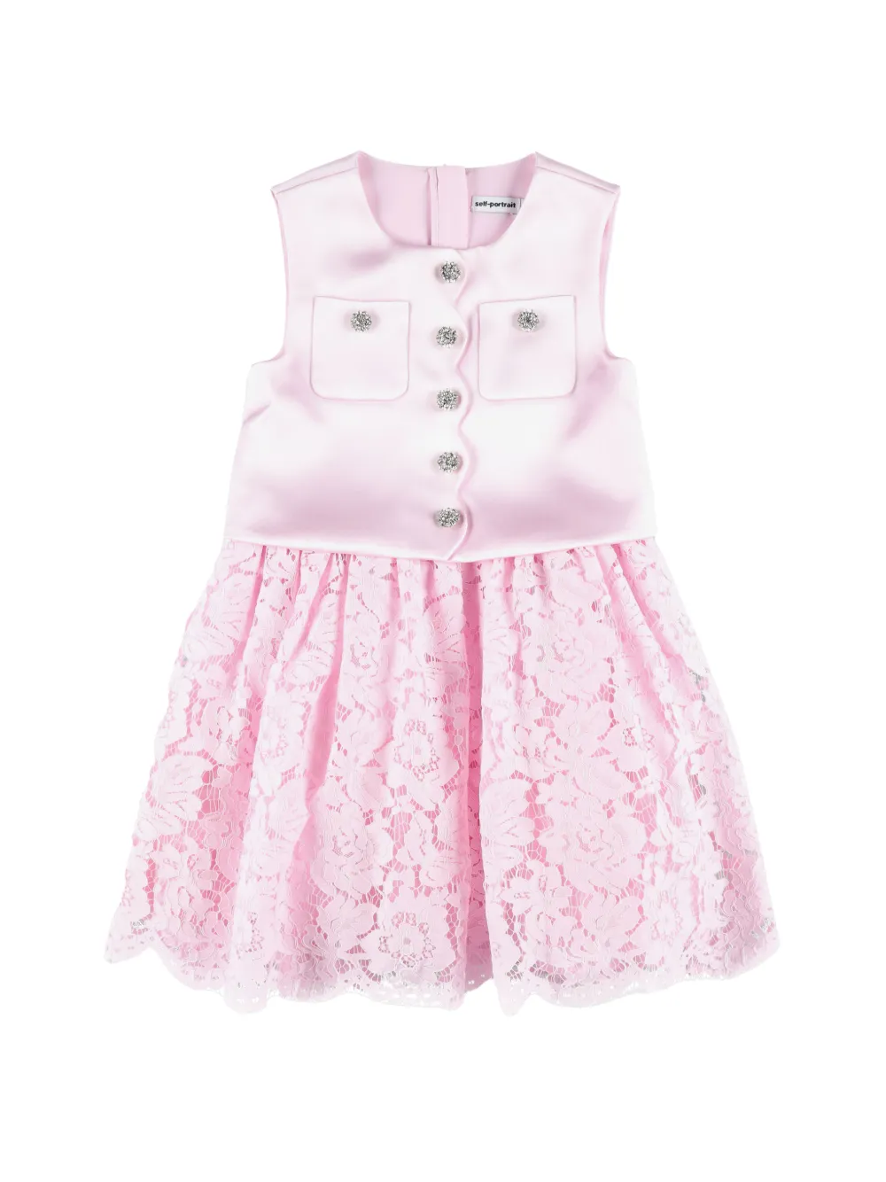 Self-Portrait Kids Abito con gonna in pizzo - Rosa