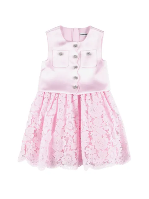 Self-Portrait Kids satin lace-skirt dress