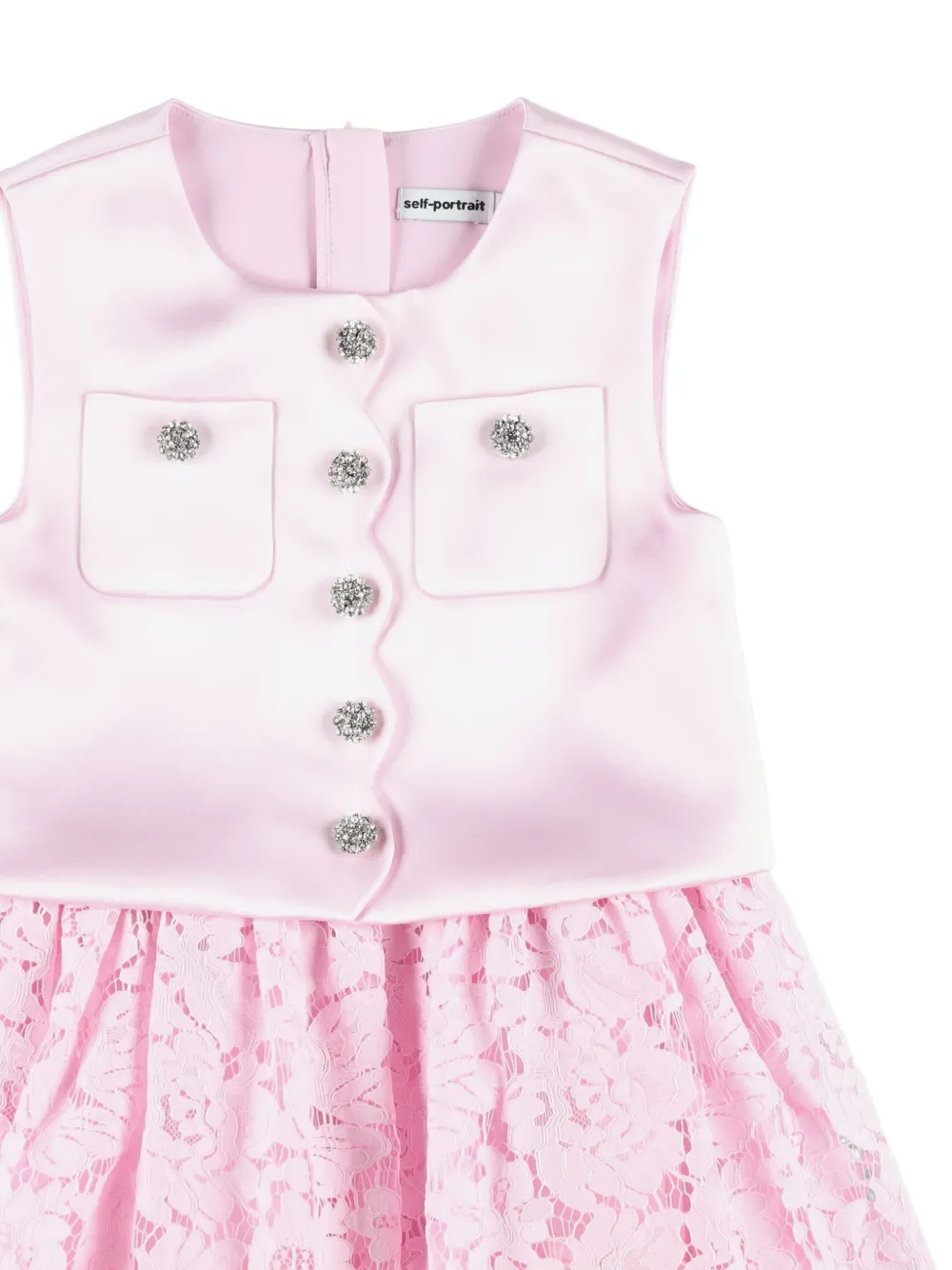 Self-Portrait Kids Satijnen jurk met kanten rok Roze