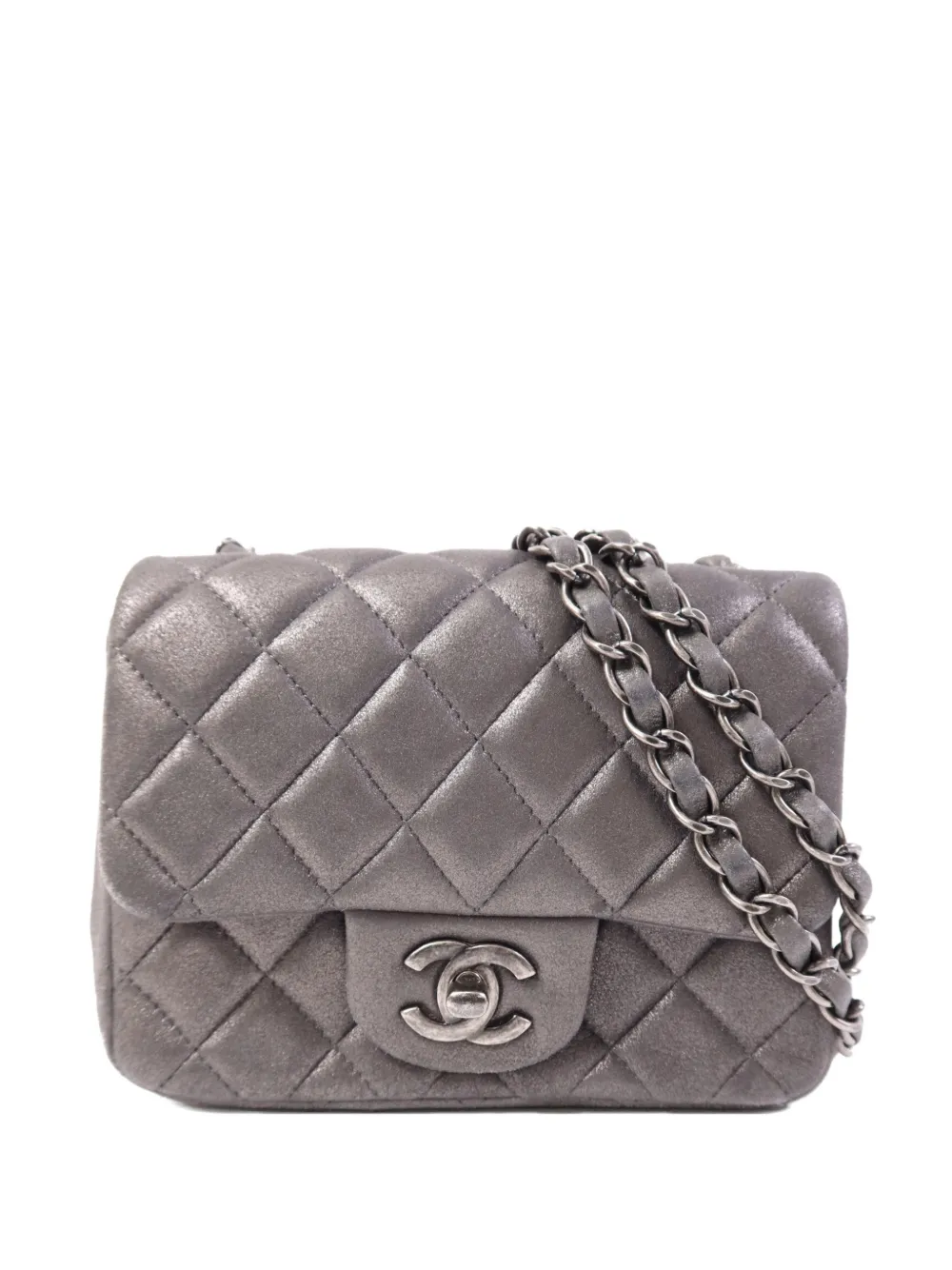 CHANEL Pre-Owned mini Square flap bag CC turn-lock quilted shoulder bag - Grau