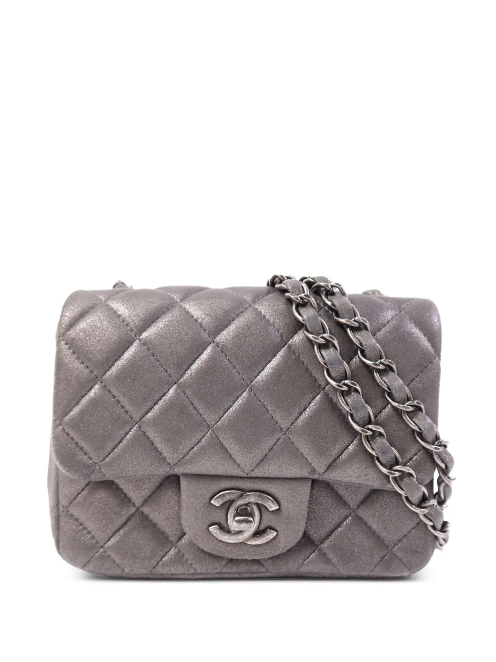 CHANEL Pre-Owned mini Square flap bag CC turn-lock quilted shoulder bag - Grigio