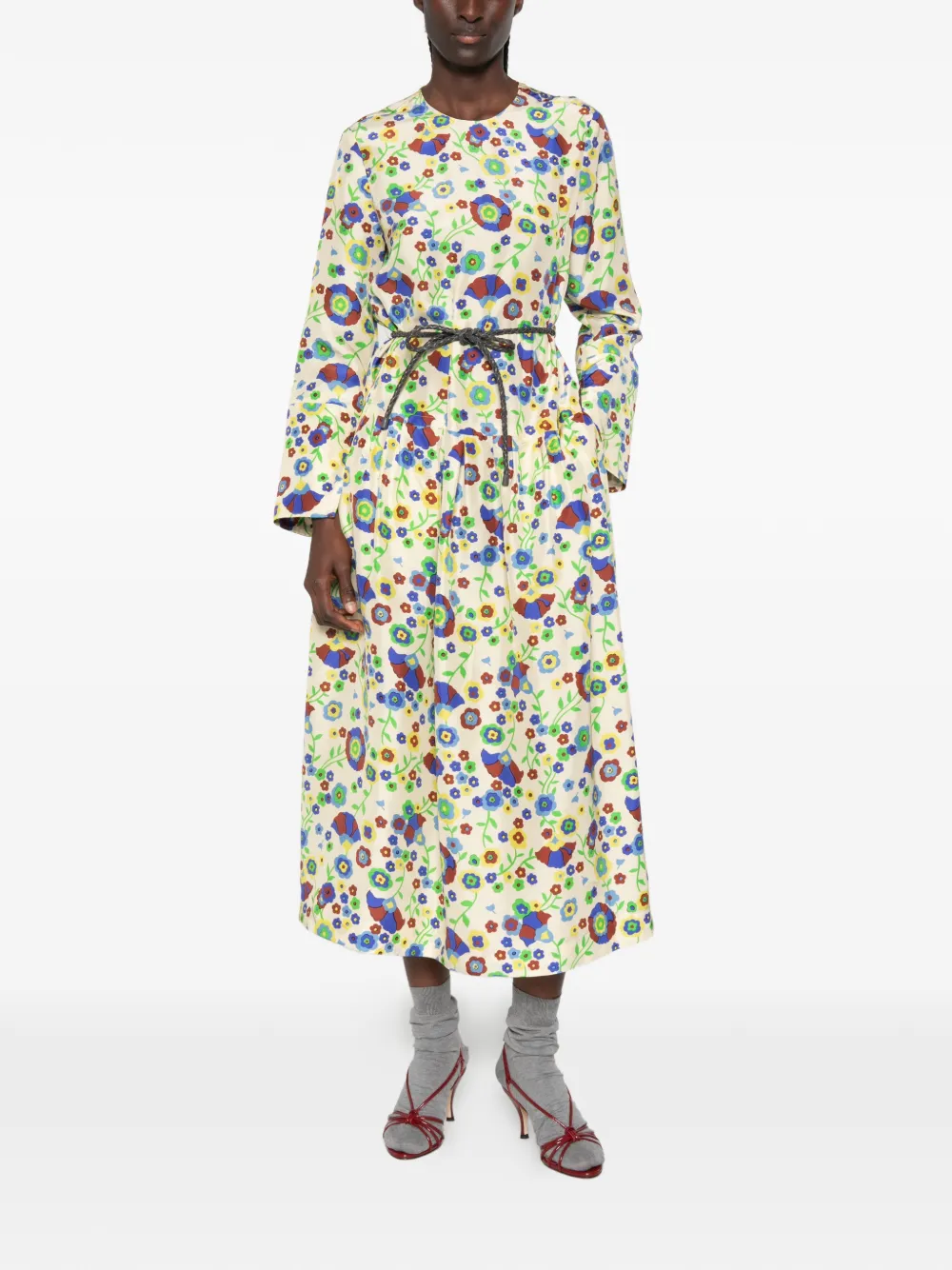  Odeeh Vestido Midi Con Estampado Floral - Neutro 
