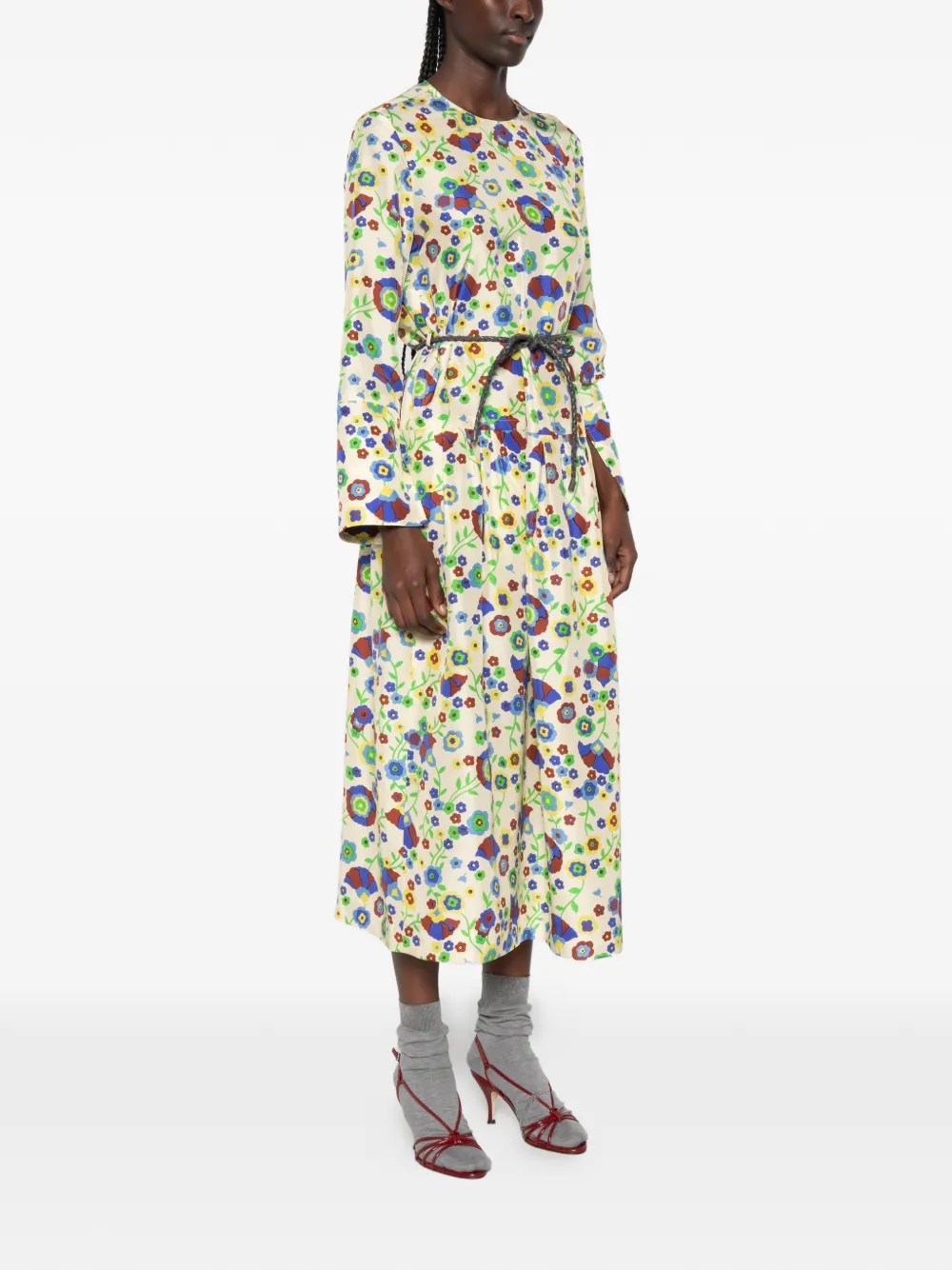  Odeeh Vestido Midi Con Estampado Floral - Neutro 