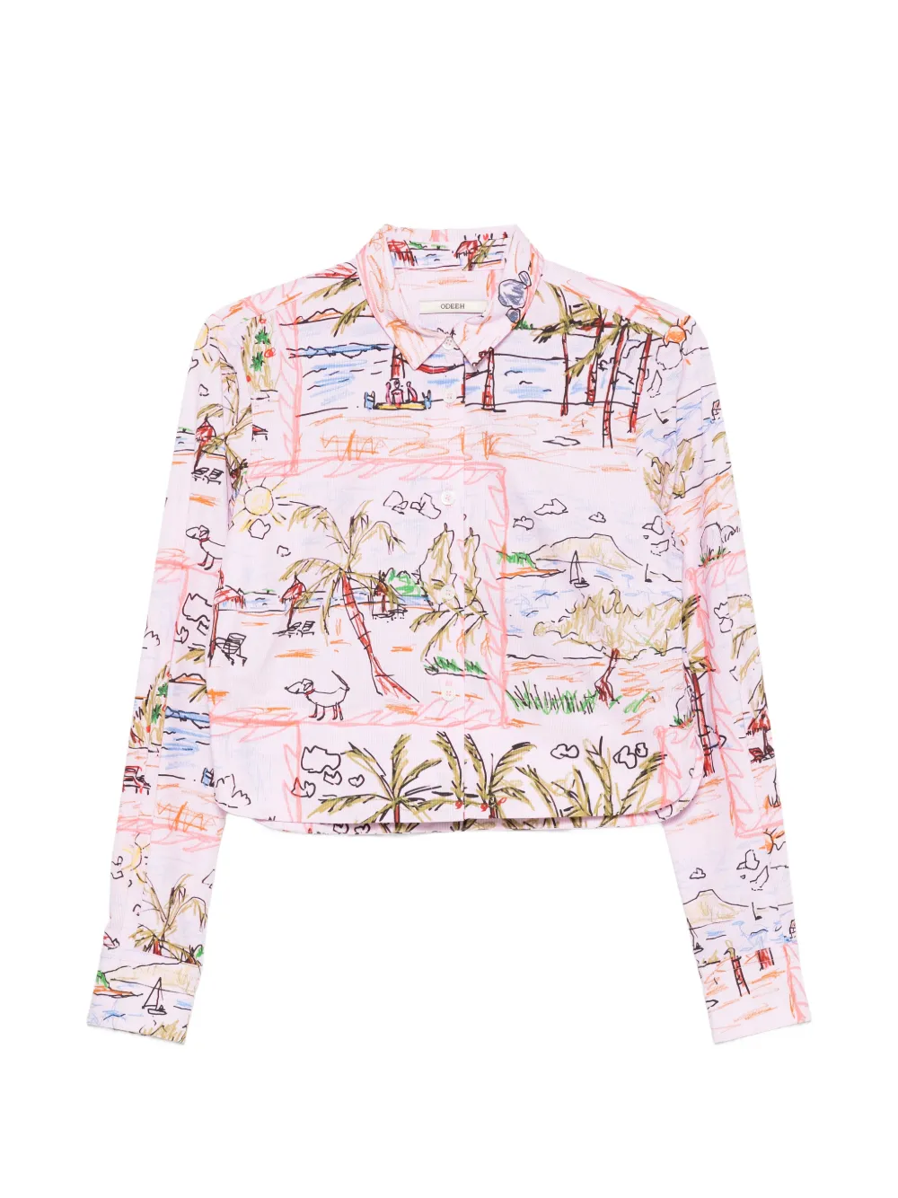 Odeeh Graphic-print Cropped Blouse In Multi