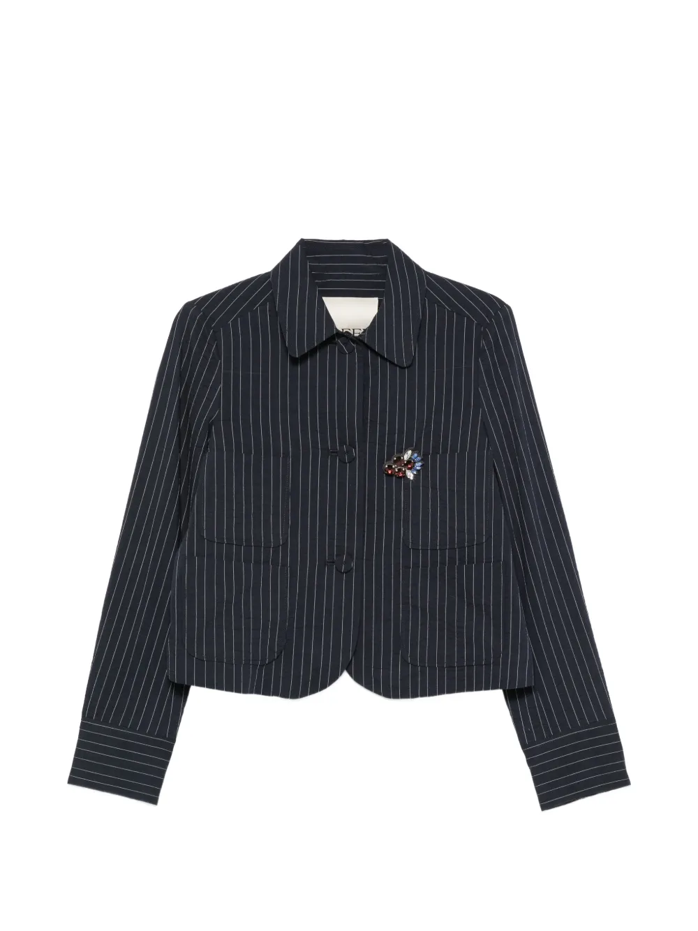 Odeeh pinstripe-pattern crystal-embellished jacket - Blu