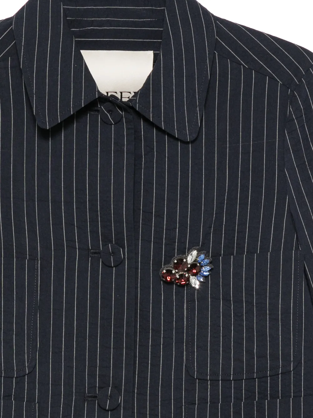  Odeeh Pinstripe-pattern Crystal-embellished Jacket - Bleu 