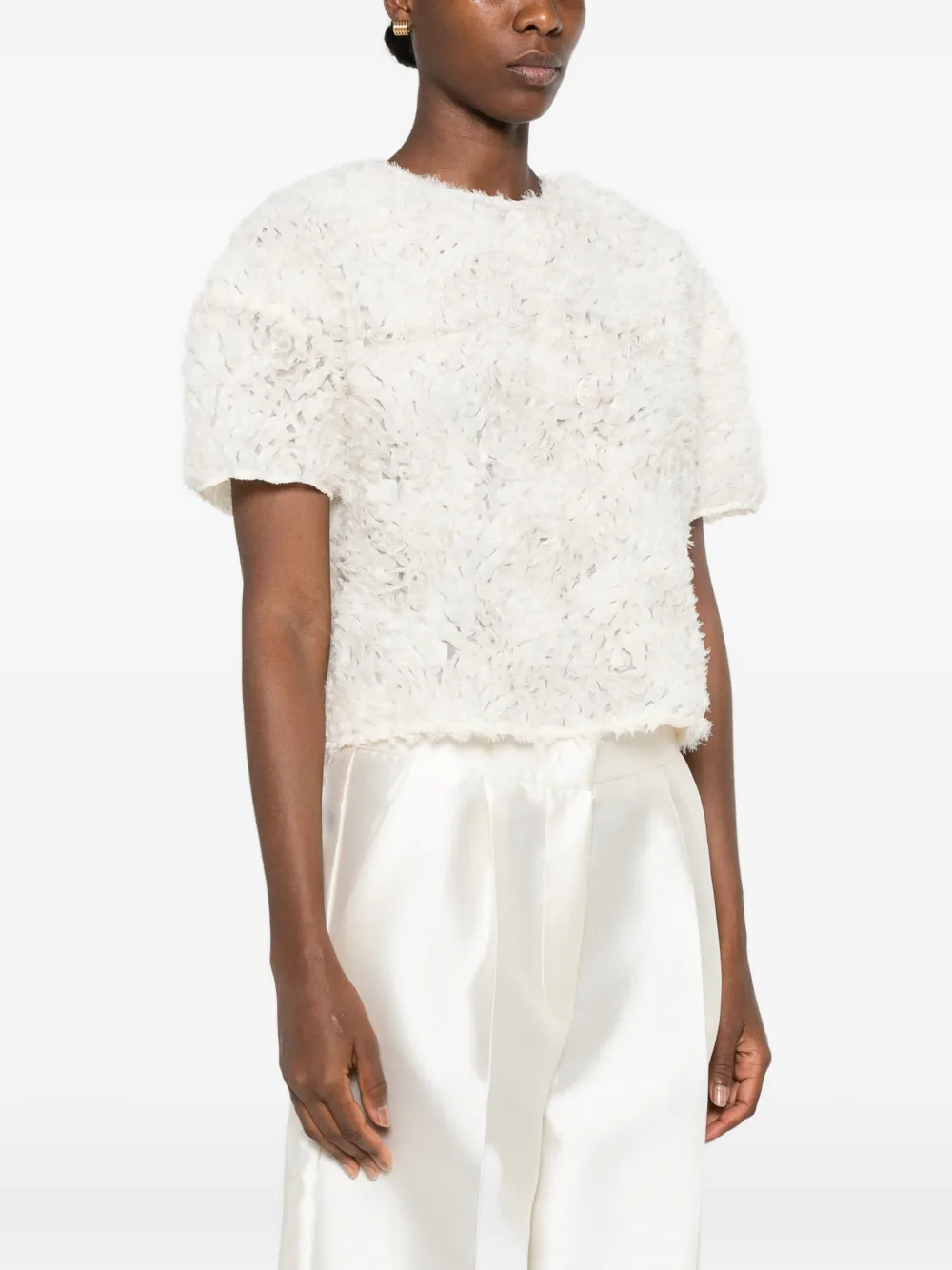  Carla G. Top Muir Con Efecto De Plumas - Neutro 