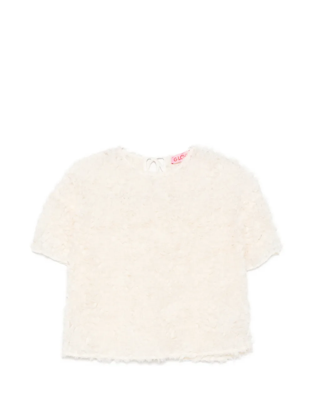 CARLA G. Muir feather-effect short-sleeve top - Toni neutri