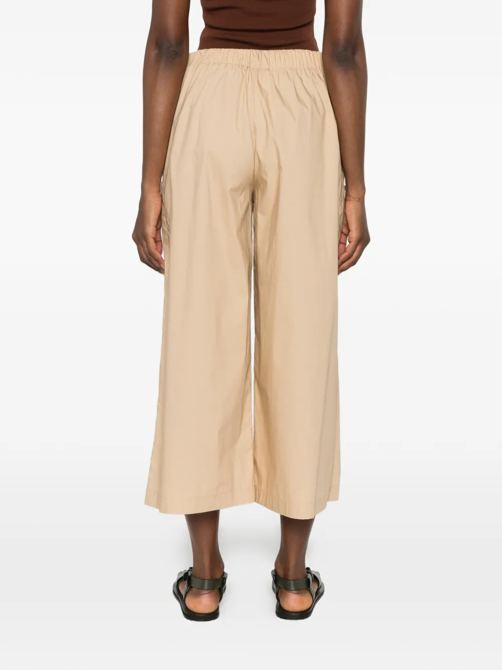 CARLA G. Pugi cropped broek met wijde pijpen Beige