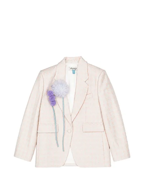 alapage houndstooth floral-appliqué blazer