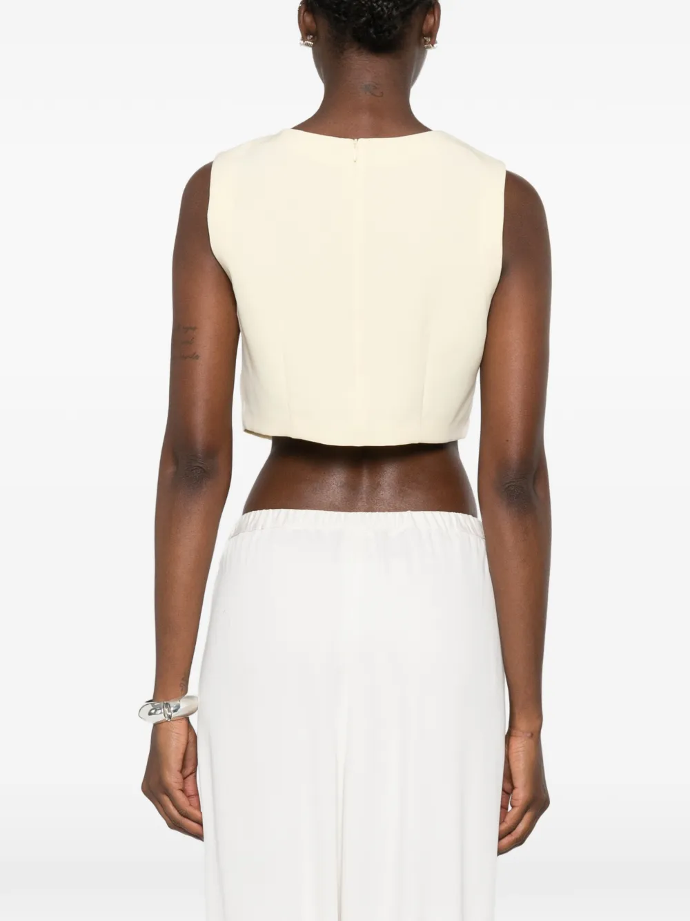 CARLA G. Vaud cropped mouwloze top Geel