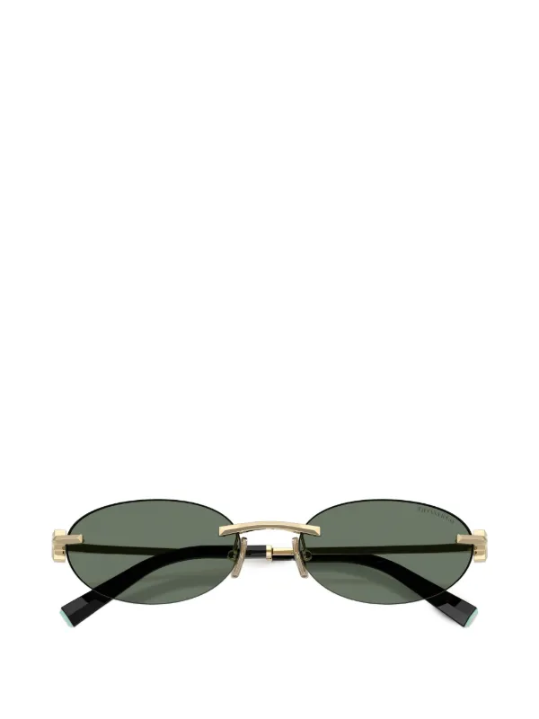 Tiffany リムレスサングラス　ブラック×ゴールド Tiffany & Co Eyewear リムレス オーバルサングラス | ゴールドトーン