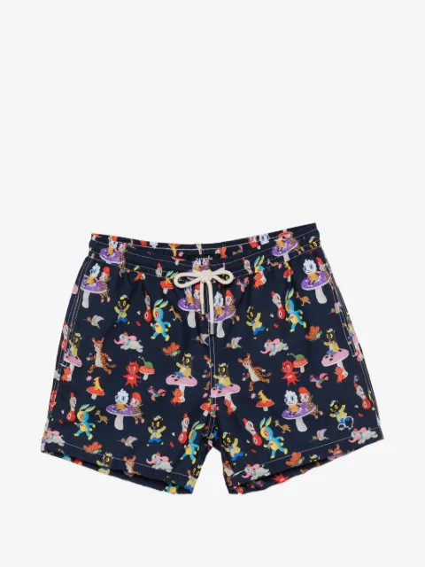 Arrels Barcelona shorts de playa con cordones en la pretina y estampado gráfico