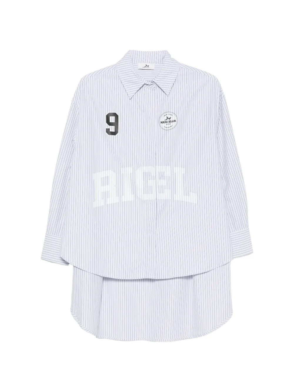 Marc Ellis vertical-stripe logo-print shirt - Blu