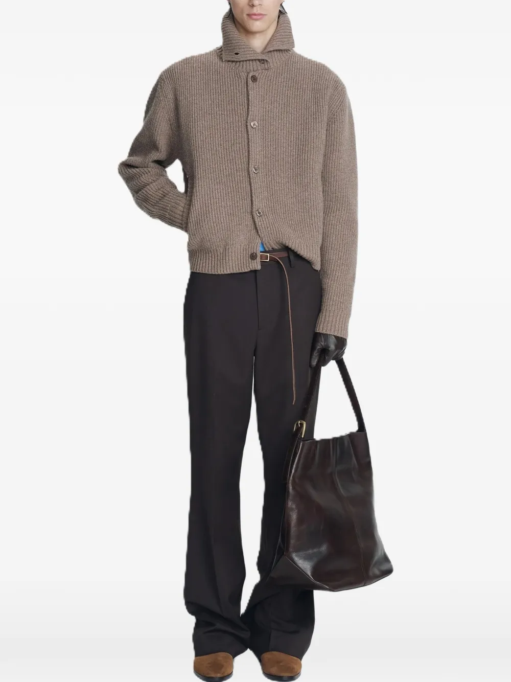 TONYWACK ribbed-knit button-up sweater - Neutrals