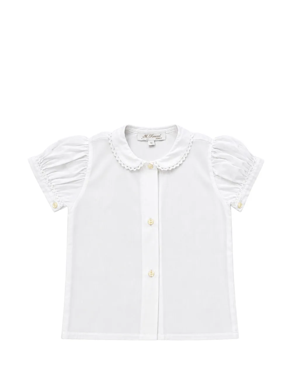 Mariella Ferrari lace-trim puff-sleeve blouse - Weiß