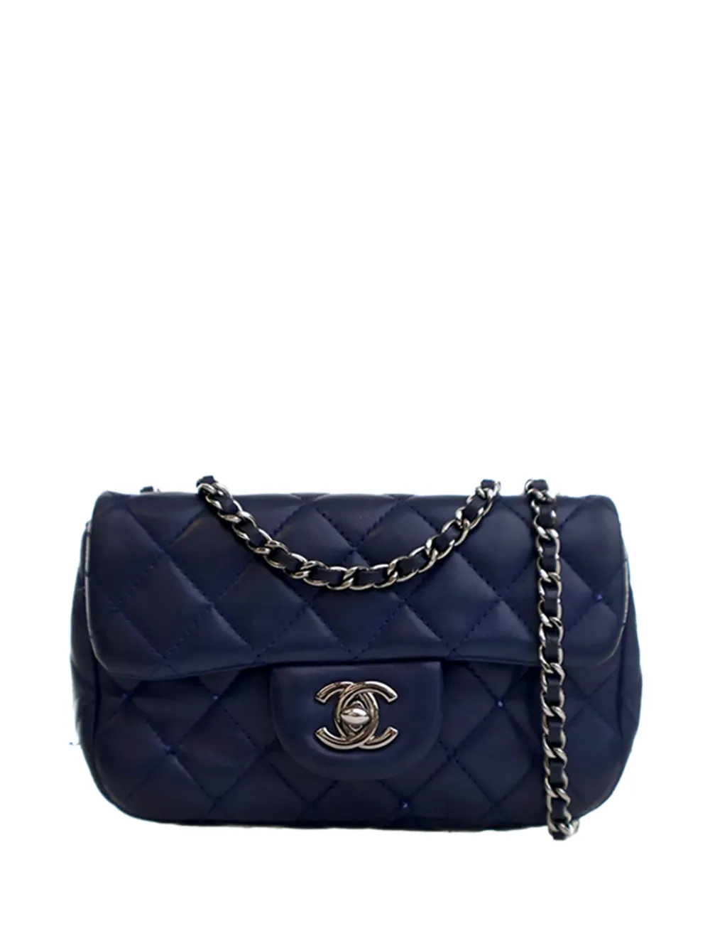 CHANEL Pre-Owned 2012-2013 Mini Rectangular Classic Lambskin Crystal Single Flap crossbody bag - Blu