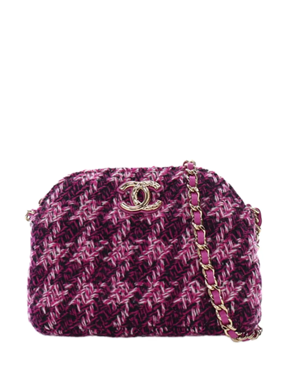 CHANEL Pre-Owned 2021-2026 CC Tweed Houndstooth Clutch On Chain crossbody bag - Viola