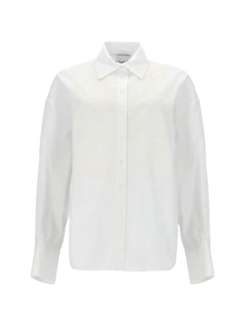 Nude lace-panelled cotton shirt