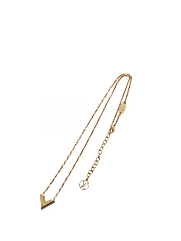 Louis Vuitton Pre-owned 2021 Gold Plated Essential V Pendant Necklace Costume Necklace