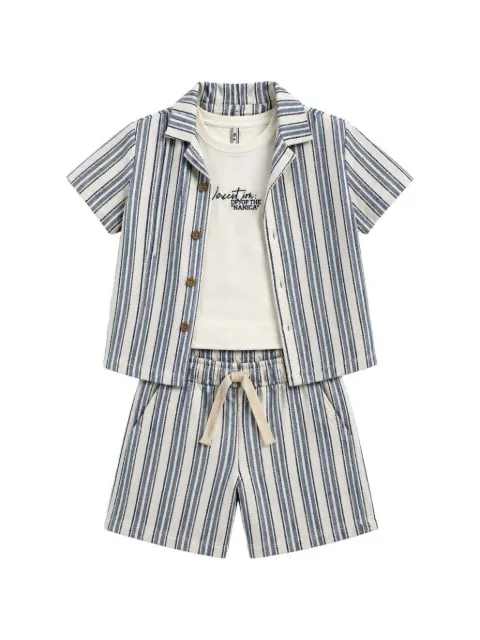 BEL-AIR KIDS vertical-stripe three-piece shorts set