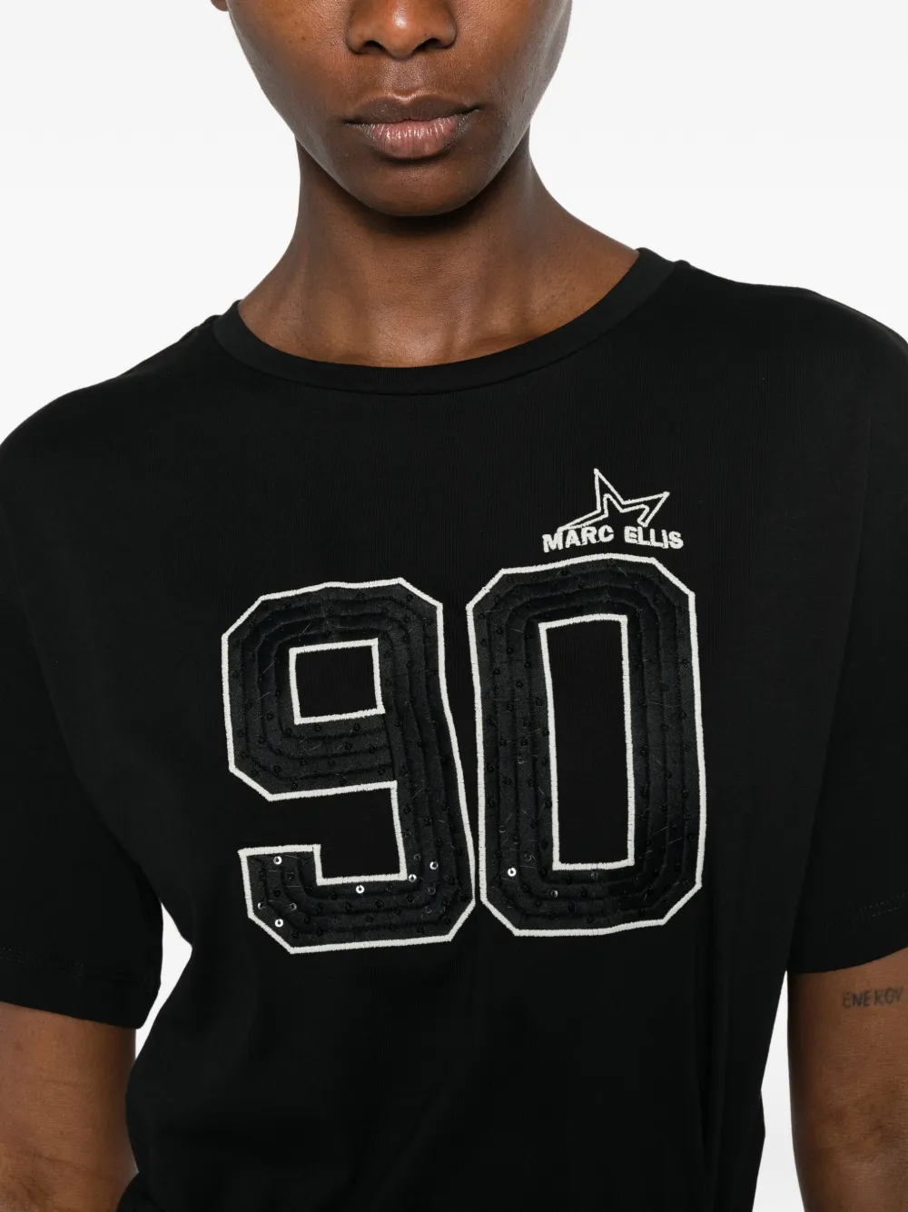 Marc Ellis T-shirt met pailletten Zwart