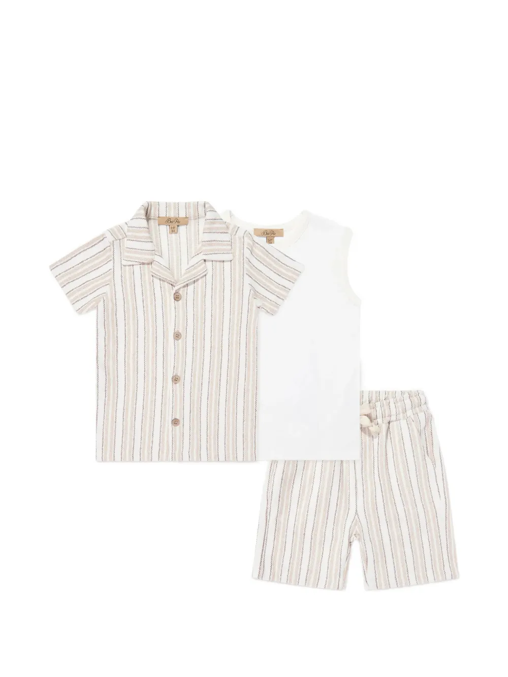 BEL-AIR KIDS striped three-piece set - Bianco