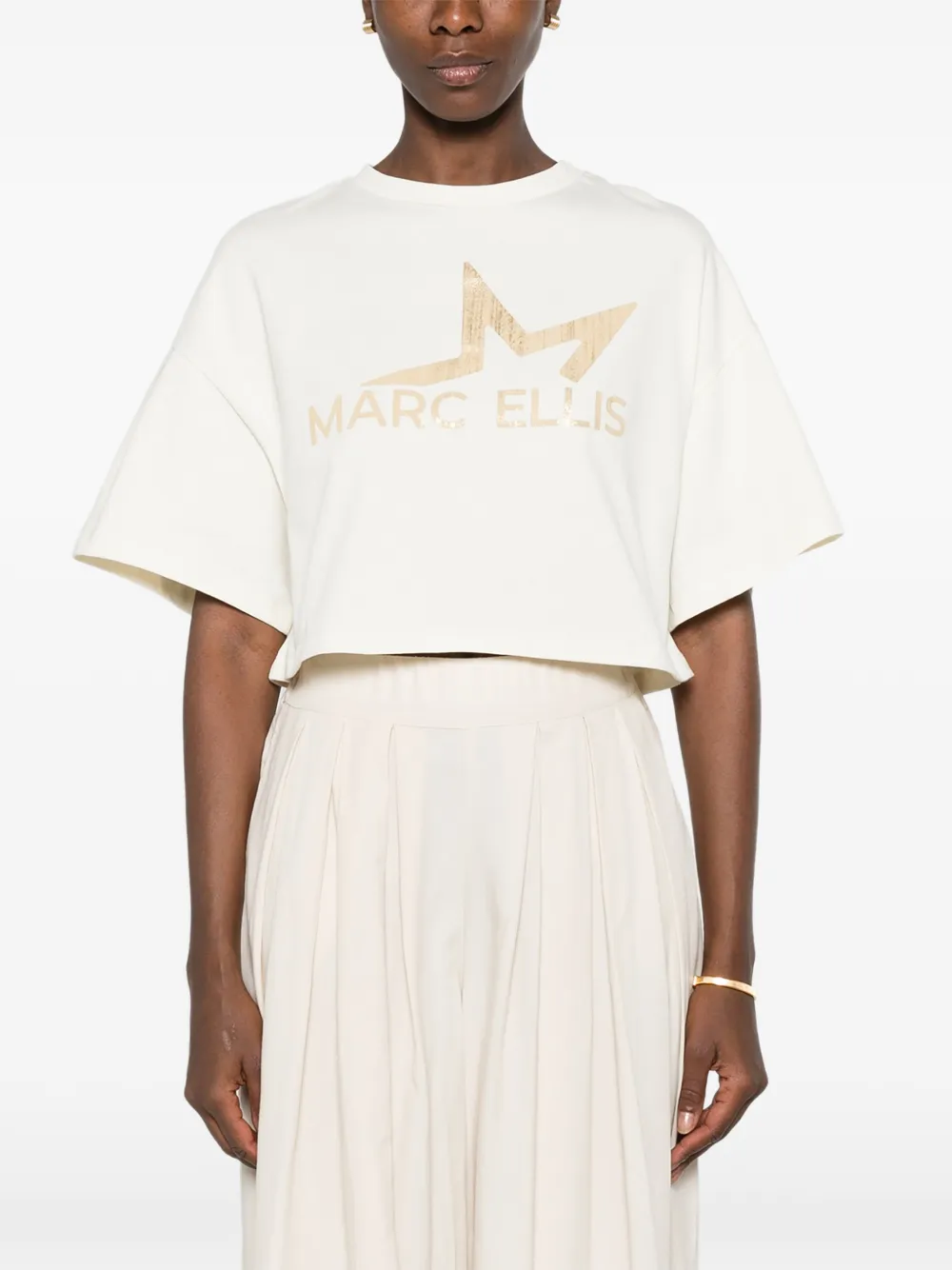 Marc Ellis T-shirt met logoprint Beige