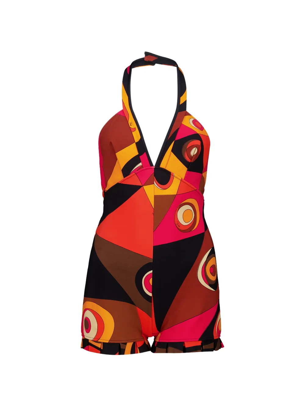 Pucci Occhi-print Pleated-trim Playsuit In Multi