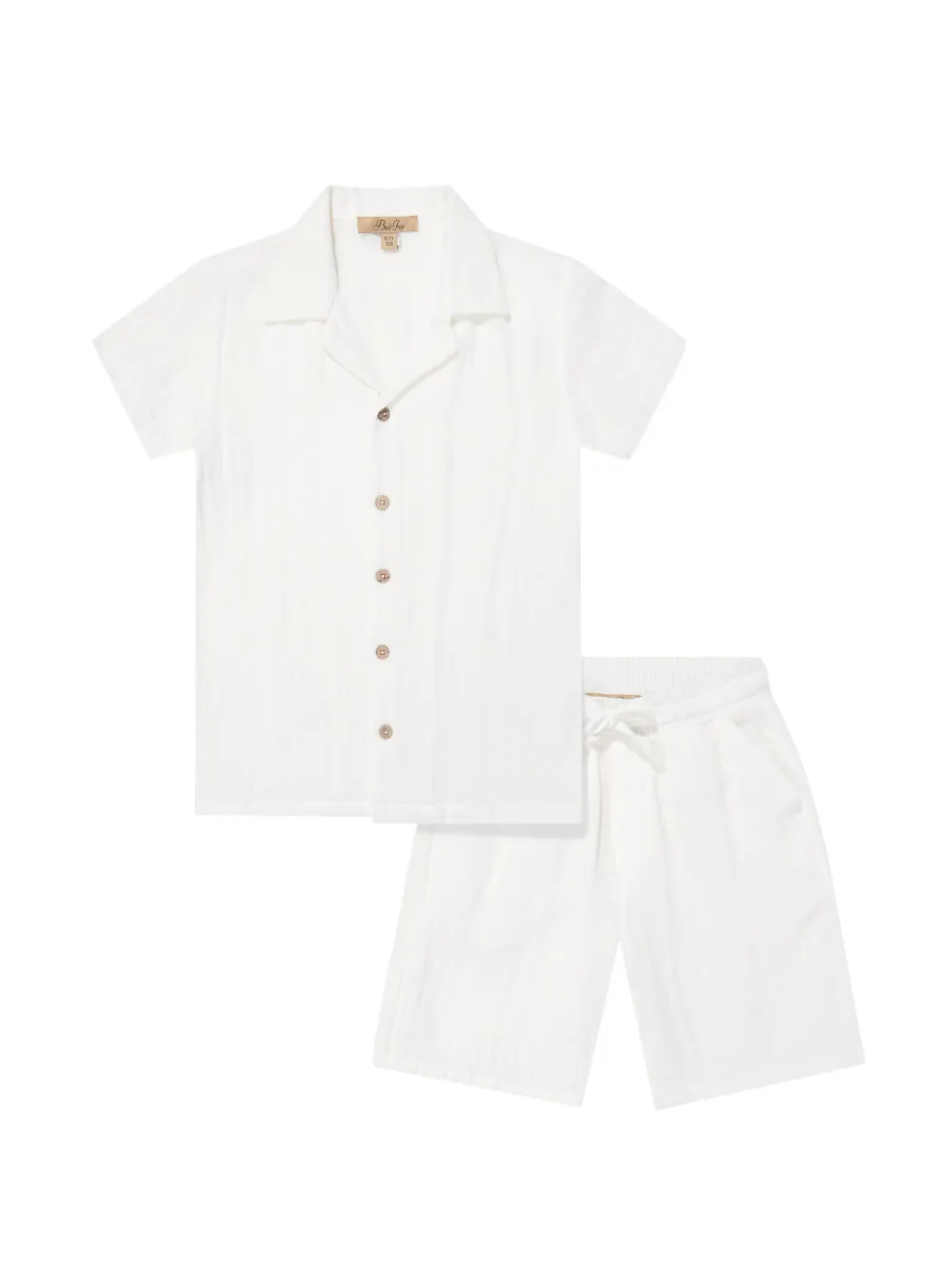 BEL-AIR KIDS button-up drawstring shirt and short set - Bianco