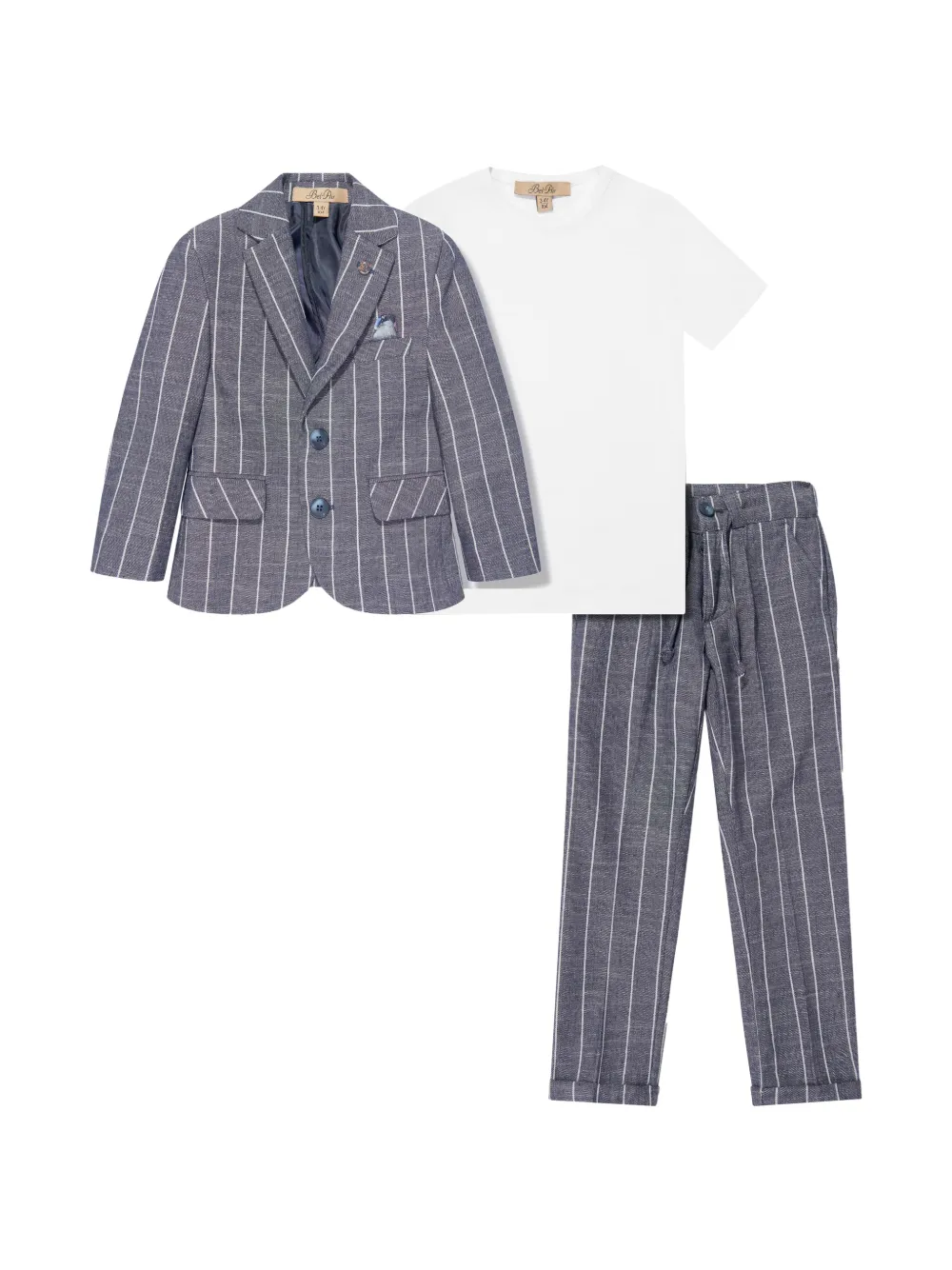 BEL-AIR KIDS pinstripe-pattern suit (set of three) - Blu