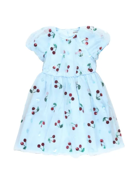 Self-Portrait Kids Mesh-Kleid mit Pailletten