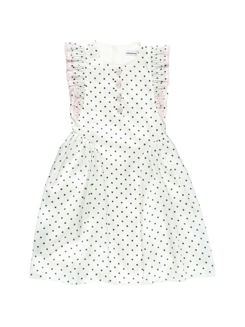 Self-Portrait Kids polka-dot frill dress - White