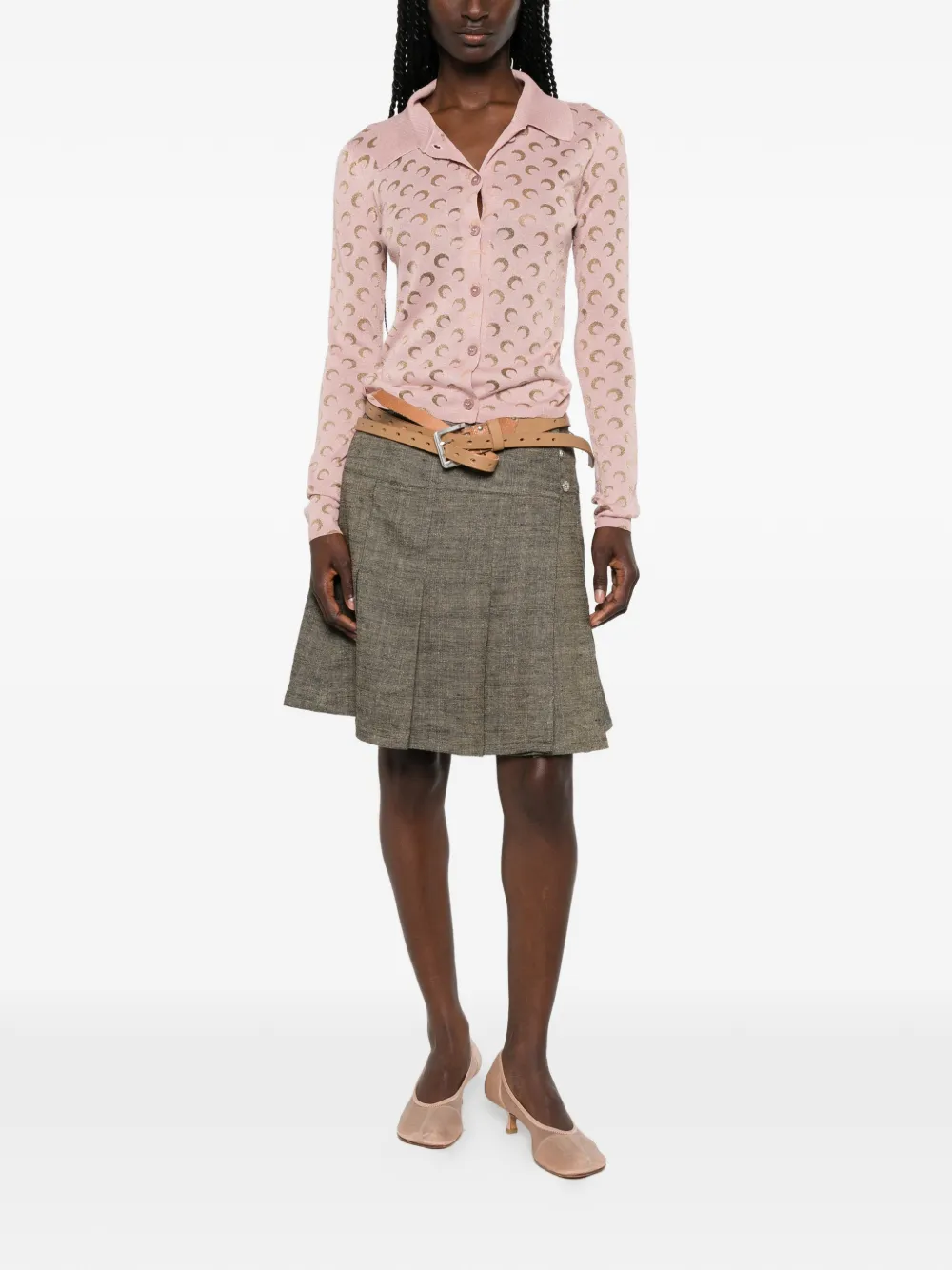 Marine Serre Vest met maanprint Roze