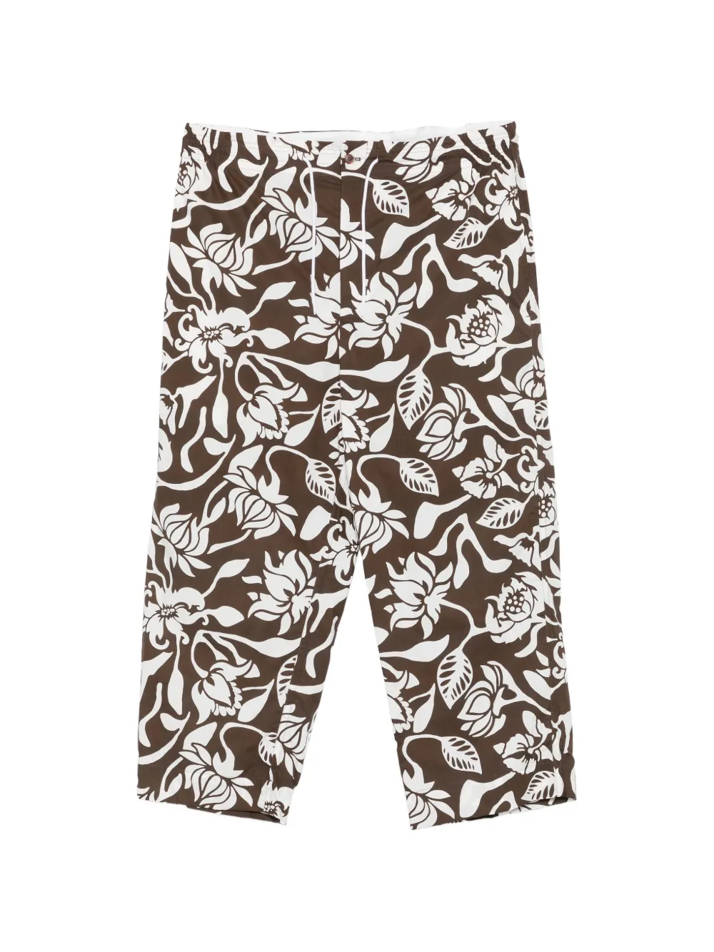 Hed Mayner floral-print drawstring trousers - Marrone