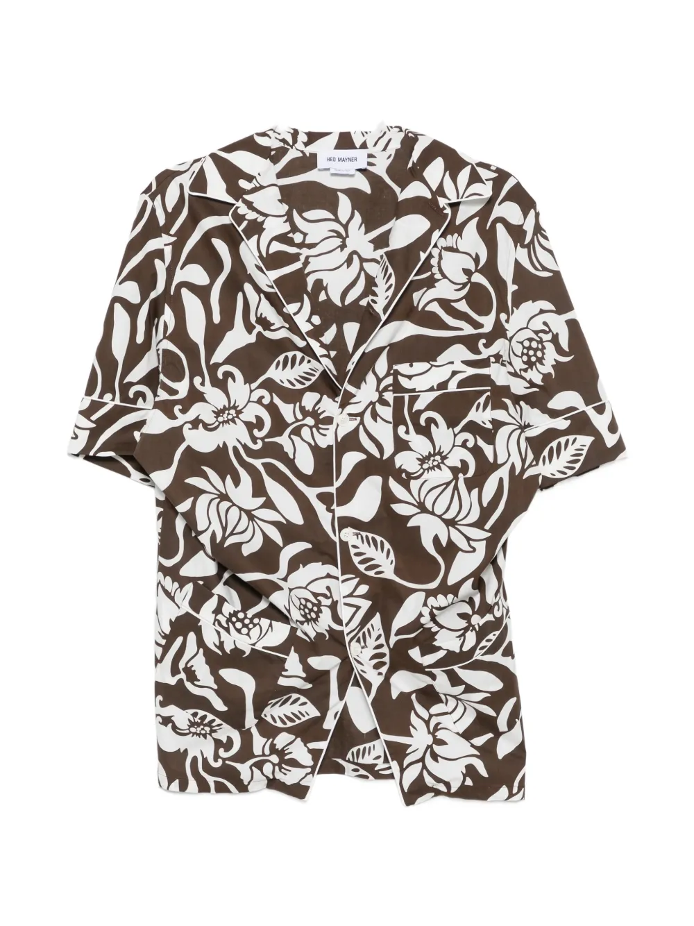 Hed Mayner floral-print short-sleeve shirt - Marrone