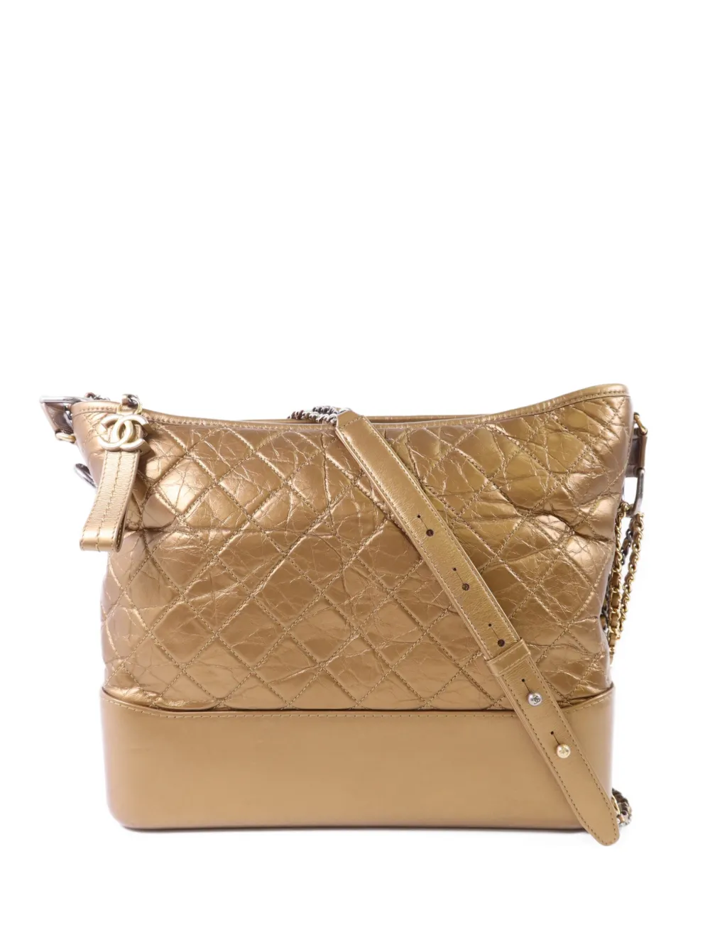 CHANEL Pre-Owned large Gabrielle diamond-quilted shoulder bag - Oro