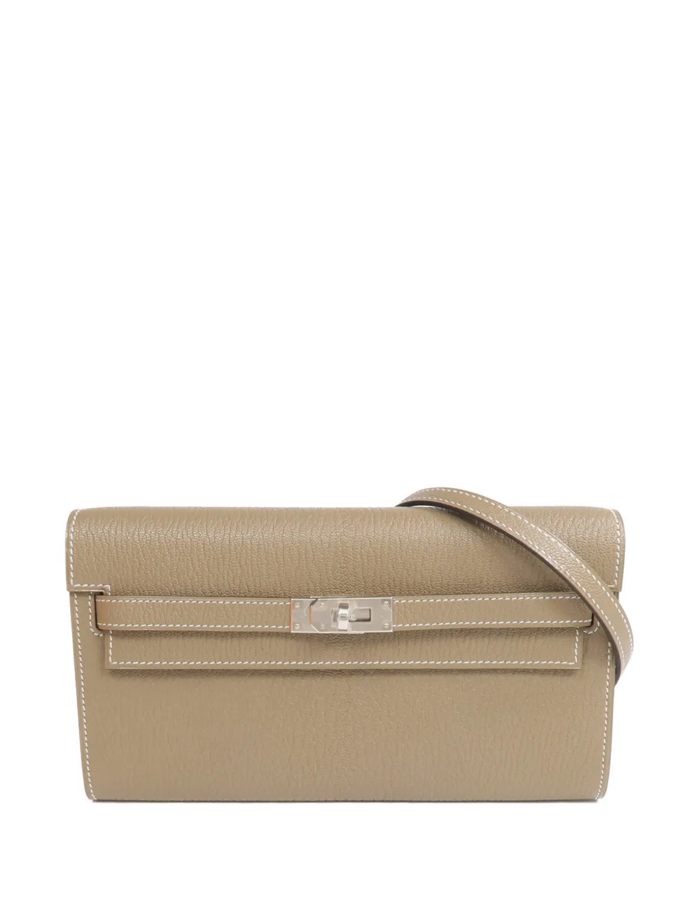 Hermès Pre-Owned Kelly To Go Chevre Mysore-leather clutch bag - Toni neutri