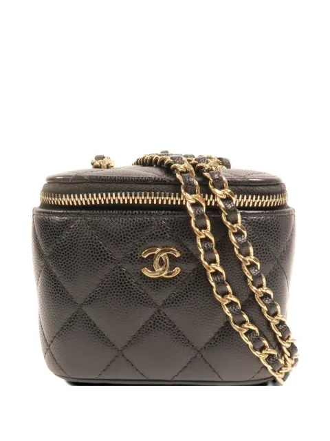 CHANEL Pre-Owned cosmetiquera con diseño capitonado y logo CC