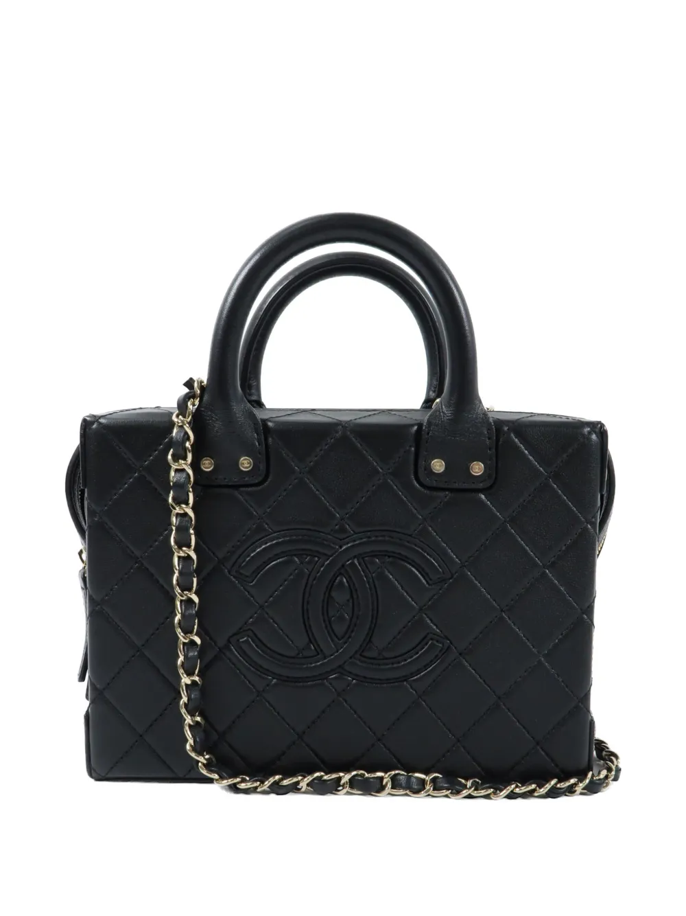 CHANEL Pre-Owned CC Vanity Case diamond-quilting leather tote bag - Black