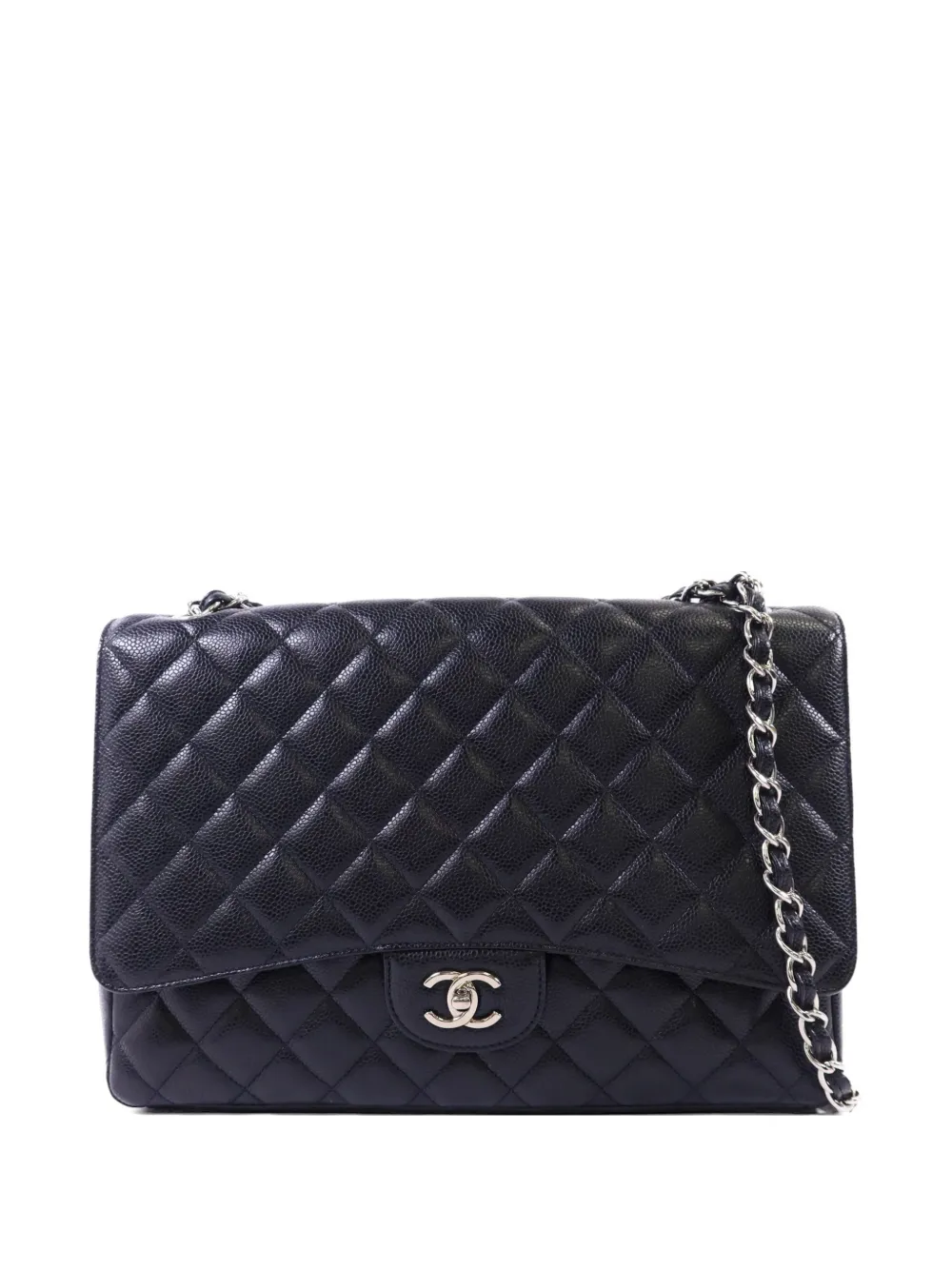 CHANEL Pre-Owned Maxi Classic chain diamond quilted leather shoulder bag - Nero