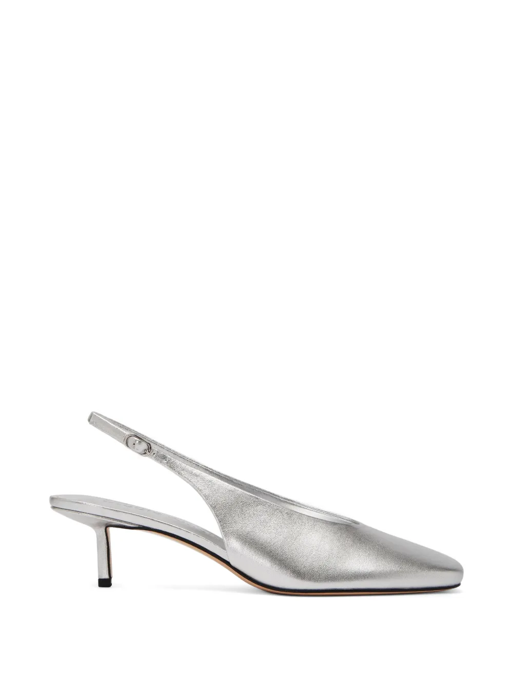 Studio Amelia 50mm Sierra Square-toe Slingback Heeled Pumps In Silver