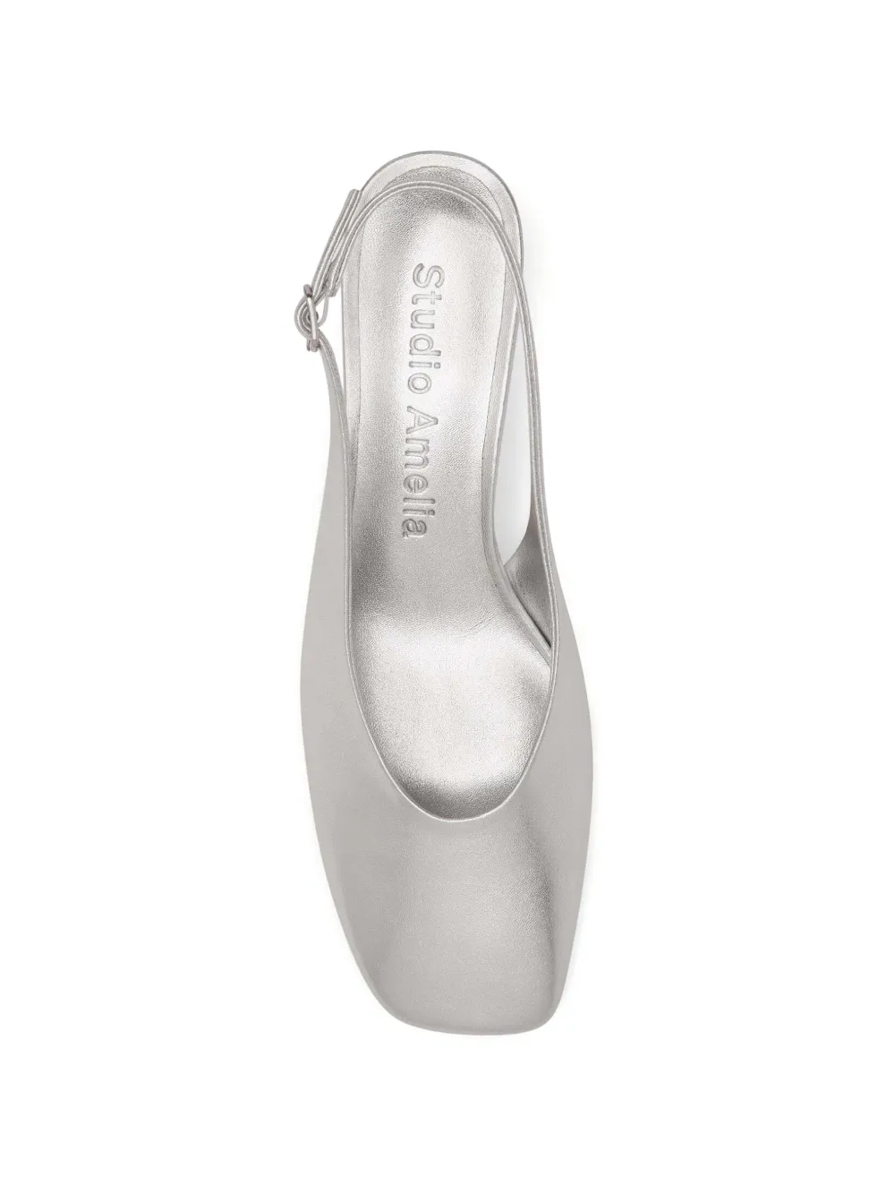 Studio Amelia Sierra 50mm slingback pumps met vierkante neus en hak Zilver